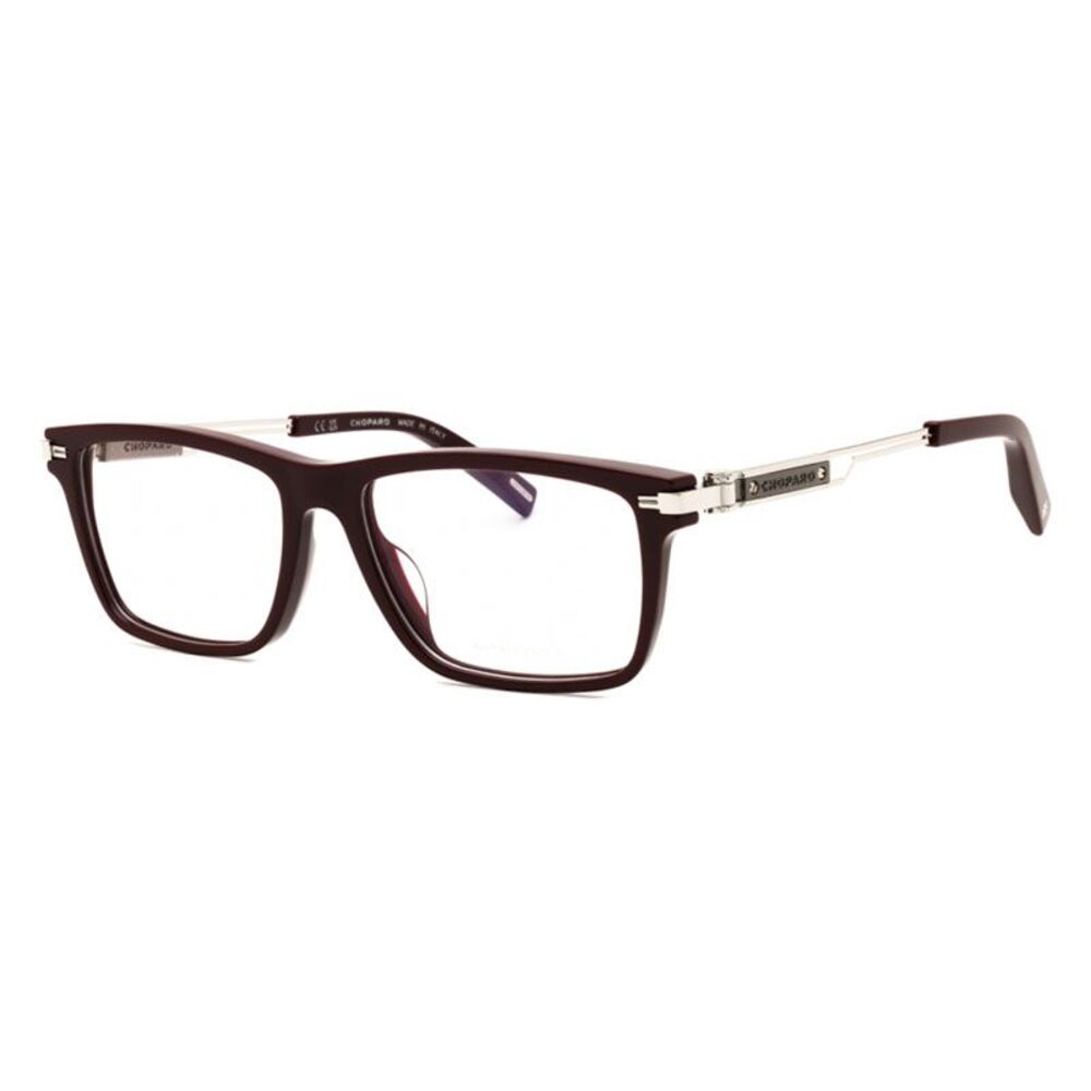 Chopard Eyeglasses Rectangle Full Rim, Shiny Burgundy Frame and Clear Demo